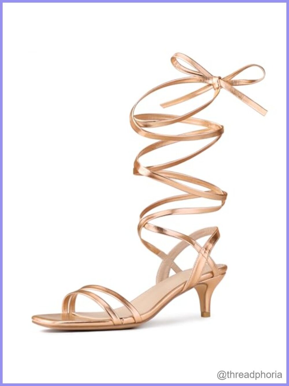 Faux Leather Strappy Lace Up Slingback Kitten Heel Sandals